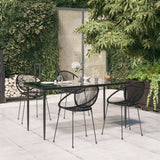 5 Piece Garden Dining Set Black PVC Rattan
