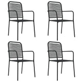 5 Piece Garden Dining Set Black Cotton Rope and Steel
