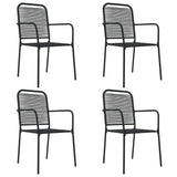 5 Piece Garden Dining Set Black Cotton Rope and Steel - Top-Down View