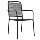 5 Piece Garden Dining Set Black Cotton Rope and Steel - 45-Degree Angle