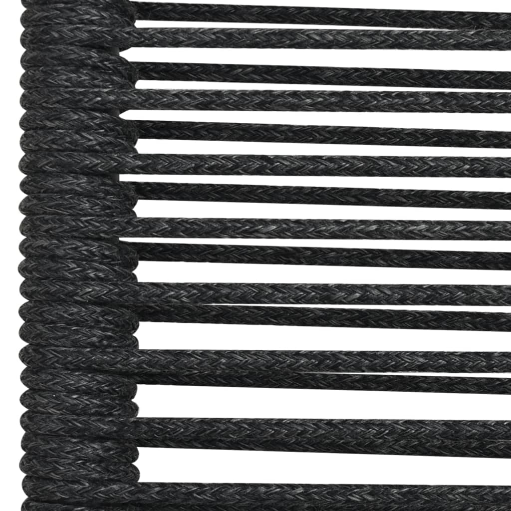 7 Piece Garden Dining Set Black Cotton Rope and Steel