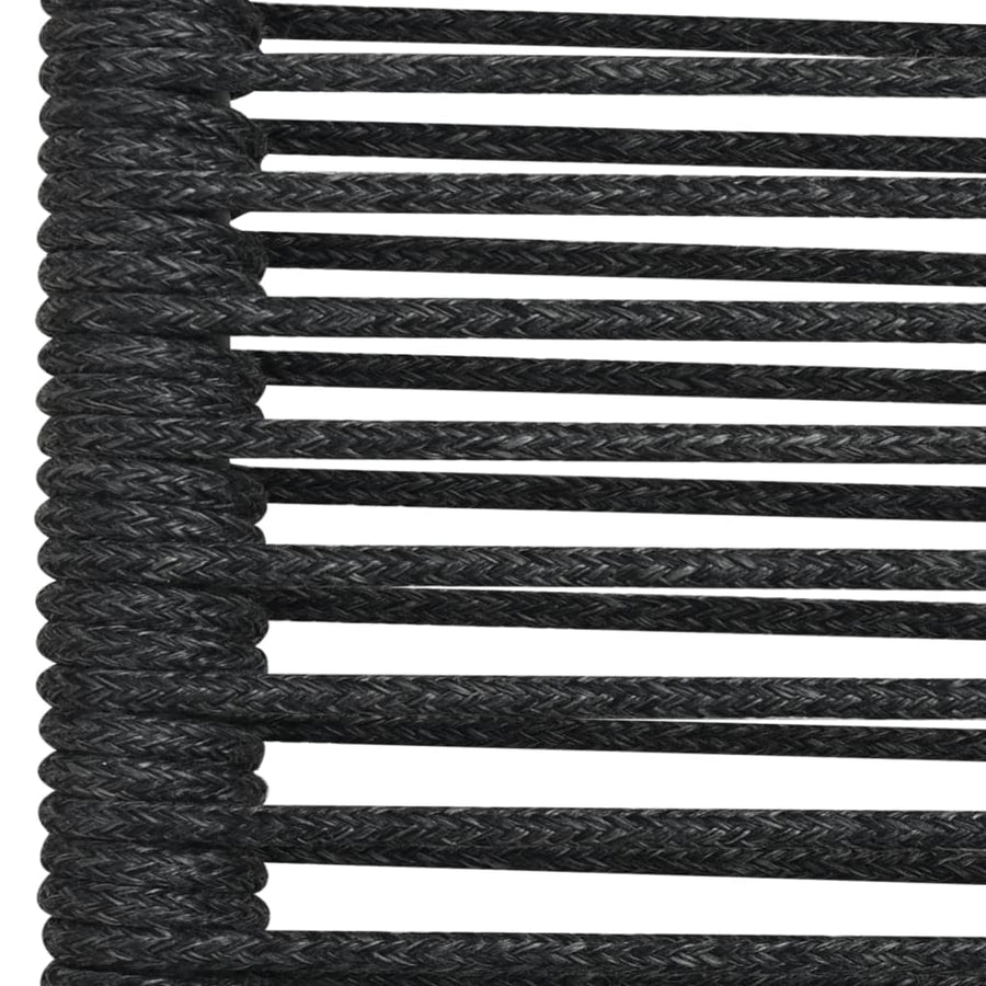 7 Piece Garden Dining Set Black Cotton Rope and Steel