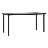 7 Piece Garden Dining Set Black Cotton Rope and Steel