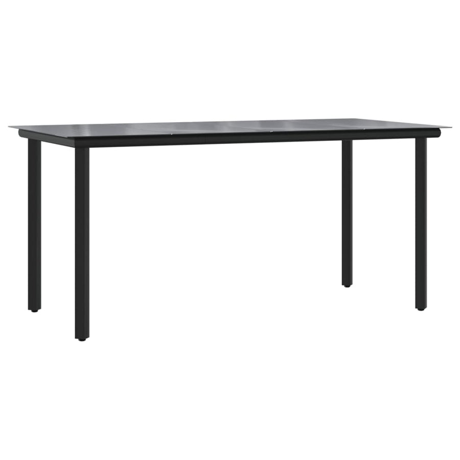 7 Piece Garden Dining Set Black Cotton Rope and Steel