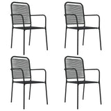 5 Piece Garden Dining Set Black Cotton Rope and Steel