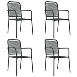 5 Piece Garden Dining Set Black Cotton Rope and Steel - Top-Down View