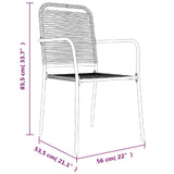 5 Piece Garden Dining Set Black Cotton Rope and Steel - Extra Image