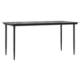 7 Piece Garden Dining Set Black Cotton Rope and Steel