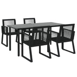 5 Piece Garden Dining Set Black PVC Rattan - Side View
