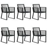 7 Piece Garden Dining Set Black PVC Rattan