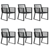7 Piece Garden Dining Set Black PVC Rattan - Top-Down View