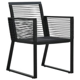 7 Piece Garden Dining Set Black PVC Rattan - 45-Degree Angle
