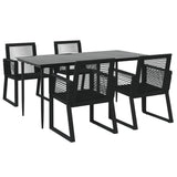5 Piece Garden Dining Set Black PVC Rattan - Side View