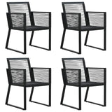 5 Piece Garden Dining Set Black PVC Rattan - Top-Down View