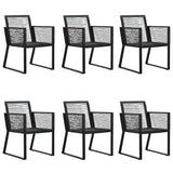 7 Piece Garden Dining Set Black PVC Rattan - Top-Down View