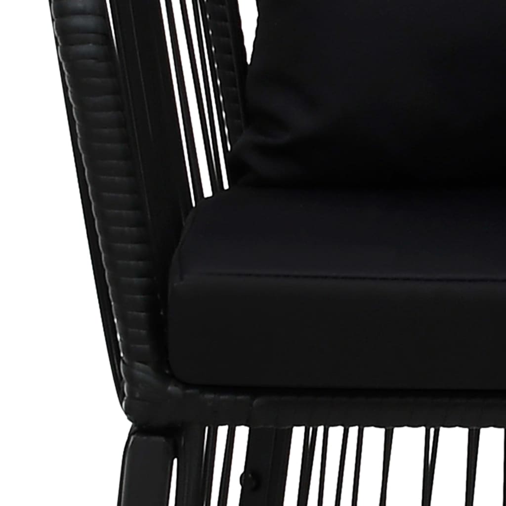 7 Piece Garden Dining Set with Cushions Black PVC Rattan