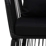 7 Piece Garden Dining Set with Cushions Black PVC Rattan