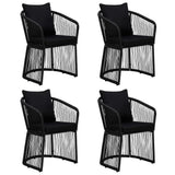 5 Piece Garden Dining Set with Cushions Black PVC Rattan - Top-Down View