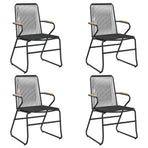 5 Piece Garden Dining Set Black PVC Rattan