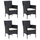 5 Piece Garden Dining Set with Cushions Black - Top-Down View