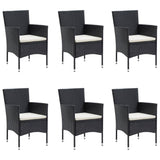 7 Piece Garden Dining Set with Cushions Black - Top-Down View