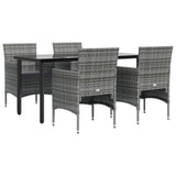 5 Piece Garden Dining Set with Cushions Grey and Black - Side View