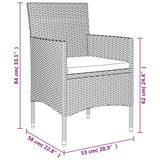 5 Piece Garden Dining Set with Cushions Grey and Black