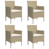 5 Piece Garden Dining Set with Cushions Beige and Black - Top-Down View