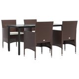 5 Piece Garden Dining Set with Cushions Brown and Black - Side View