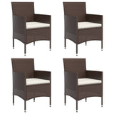 5 Piece Garden Dining Set with Cushions Brown and Black - Top-Down View
