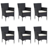 7 Piece Garden Dining Set with Cushions Black - Top-Down View