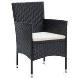 7 Piece Garden Dining Set with Cushions Black - 45-Degree Angle