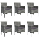 7 Piece Garden Dining Set with Cushions Grey and Black