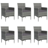 7 Piece Garden Dining Set with Cushions Grey and Black - Top-Down View