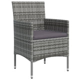 7 Piece Garden Dining Set with Cushions Grey and Black - 45-Degree Angle