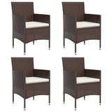 5 Piece Garden Dining Set with Cushions Brown and Black