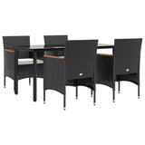 5 Piece Garden Dining Set with Cushions Black - Side View