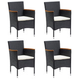 5 Piece Garden Dining Set with Cushions Black - Top-Down View