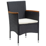 5 Piece Garden Dining Set with Cushions Black - 45-Degree Angle