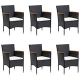 7 Piece Garden Dining Set with Cushions Black - Top-Down View