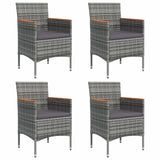 5 Piece Garden Dining Set with Cushions Grey and Black - Top-Down View