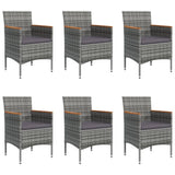 7 Piece Garden Dining Set with Cushions Grey and Black