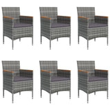 7 Piece Garden Dining Set with Cushions Grey and Black - Top-Down View