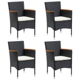 5 Piece Garden Dining Set with Cushions Black