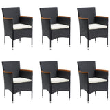7 Piece Garden Dining Set with Cushions Black - Top-Down View