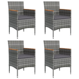 5 Piece Garden Dining Set with Cushions Grey and Black - Top-Down View