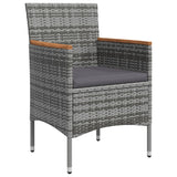 5 Piece Garden Dining Set with Cushions Grey and Black - 45-Degree Angle