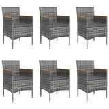 7 Piece Garden Dining Set with Cushions Grey and Black - Top-Down View