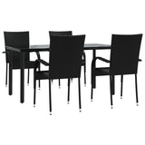 5 Piece Garden Dining Set Black Poly Rattan - Side View