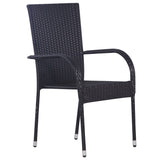 5 Piece Garden Dining Set Black Poly Rattan - 45-Degree Angle